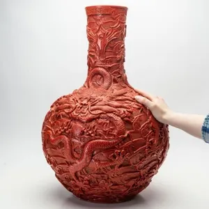 CHINESE CINNABAR LACQUER STYLE CERAMIC VASE
