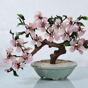 Vintage Asian Bonsai Tree w/Glass Leaves & Petals