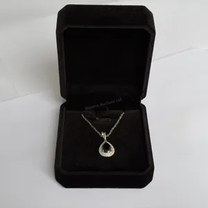 New Platinum Plated 2.0 Ct Pear Cut Halo Necklace