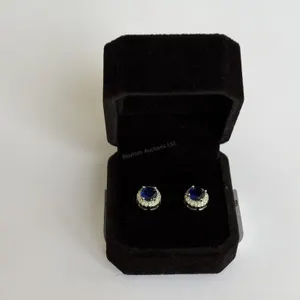 New 925S 1.0 Ct Each Sapphire Blue Stud Earrings