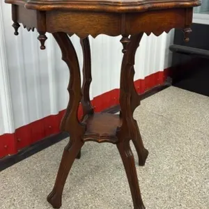 Antique Wooden Side Table. 21.5”diam x 27”H.