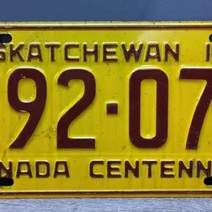 1967 Sask. License Plate - Canada Centennial.
