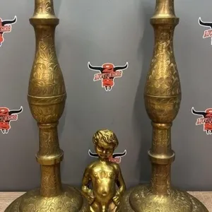 2 Large Brass Candlesticks (18”H) & 1 Very Small