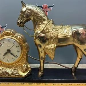 United Western Horse Clock. 16”W. Working.