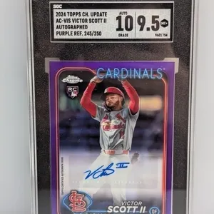 2024 Topps Chrome Scott RC Auto 10/9.5 Purple Ref