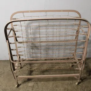 Metal Folding Bed Frame with Spring Support and Casters