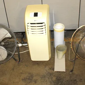 LG Model LP0815WNR Portable Air Conditioner and Two Industrial-Style Fans