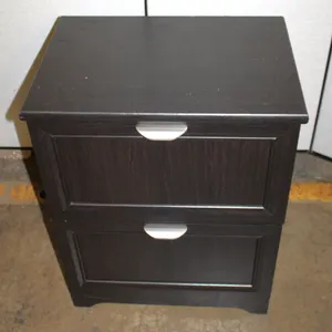Two-Drawer Wooden Storage Cabinet with Dark Finish