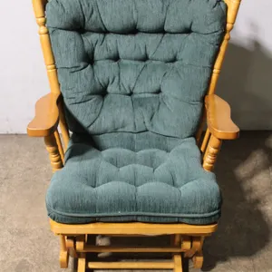 Wood Rocking Chair with Green Upholstered Cushions by Sofa Express