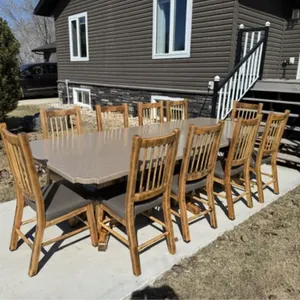 Custom Built 3-Pedestal 9ft Kitchen Table