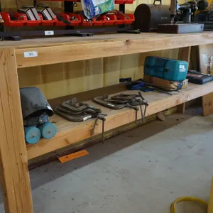 Free Standing Wood Shop Bench and NO CONTENTS