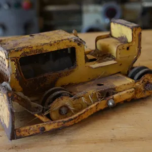 Vintage Pressed Steel Caterpillar Bulldozer Toy