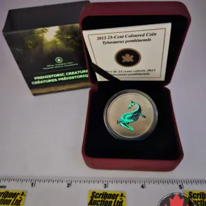 RCM Canada 2013 : Twenty-Five Cent Coloured Coin : Prehistoric Creatures : Tylosaurus Pembinensis (C