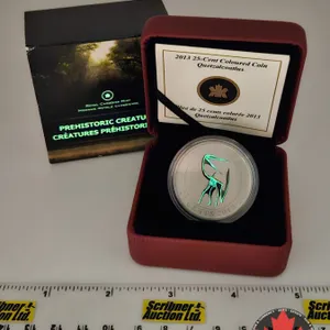 RCM Canada 2013 : Twenty-Five Cent Coloured Coin : Prehistoric Creatures : Quetzalcoatlus (COA #1945