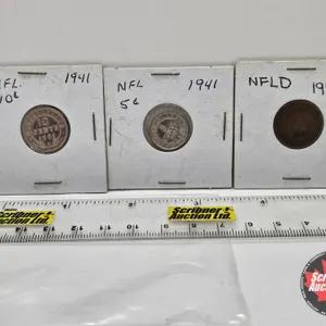 Newfoundland 1941 Coins (3) : One Cent; Five Cent; Ten Cent