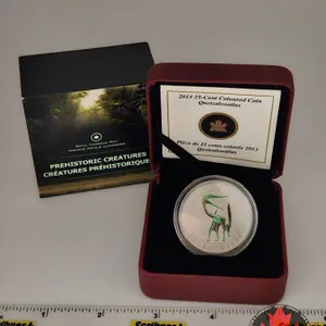 RCM Canada 2013 : Twenty-Five Cent Coloured Coin : Prehistoric Creatures : Quetzalcoatlus (COA #1029