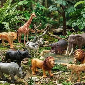 Prextex Safari Animals 9 Piece Set