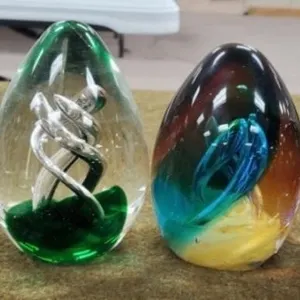4 Large Glass Paperweights