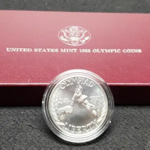 1988-D Unc. Silver Dollar "Olympic" w/ Case & COA