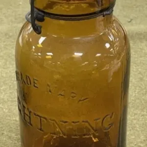 Lightning Amber Quart Fruit Jar