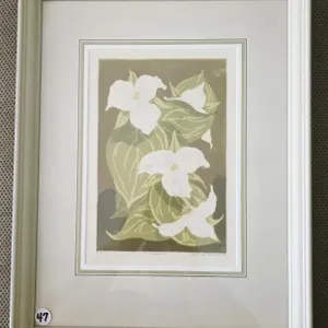 Framed "Trilliums" Block Print