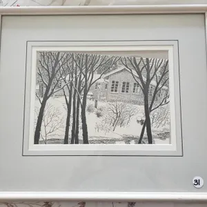 Framed Pen & Ink Cottage Print