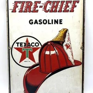 Fire Chief Gasoline Porcelain Sign 12” x 18”