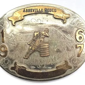 1967 Abbyville Rodeo German Silver Belt Buckle