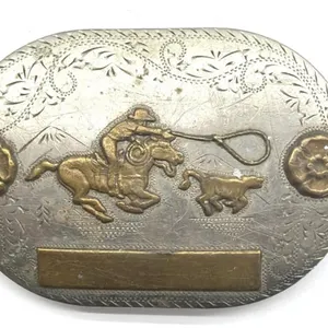 Vintage Denver Buckle Nickel Silver Rodeo Belt