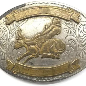 Vintage Justin Belt Co. Nickel Silver Rodeo Belt