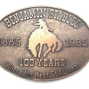 1985 Benjamin Stables Rodeo Belt Buckle 3.5”