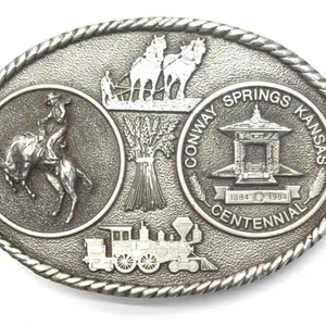 Conway Springs Kansas Centennial Belt Buckle 3.5”
