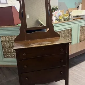 Antique Vanity with Mirror - 32x16x35 inches