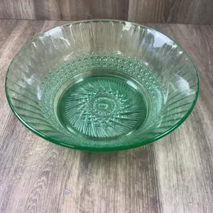 Vintage Imperial Glass Green Huckabee Pattern