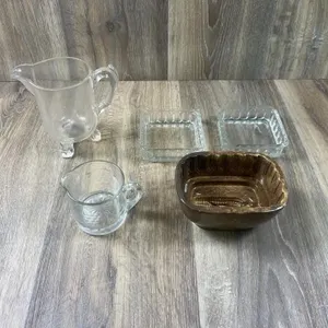 Yellowware Corn Mold and Assorted Glass