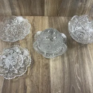 American Brilliant Cut Glass Bowls and Butter Dish