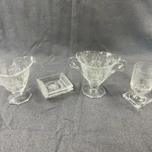Heisey Orchid Pattern Open Sugar and Cream