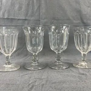 Clear Glass Stemmed Goblets Set of Four