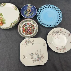 Limoges Porcelain Plates And Figural Cherub