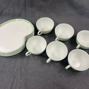 Vintage Noritake Green & White Porcelain Asymmetri