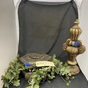 2 Pcs - Decorative Box w/Faux Plant