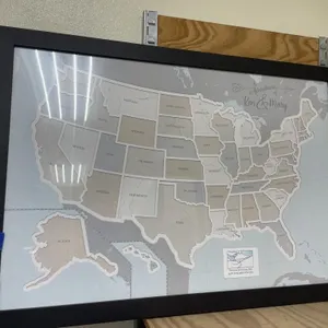 Framed US State Map 27"x39"H