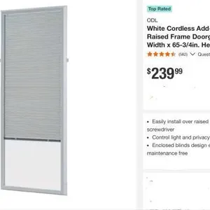 ODL Cordless Add-On Blinds 21-34x65-34in.