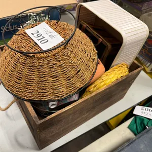Box of Home Décor and Baskets