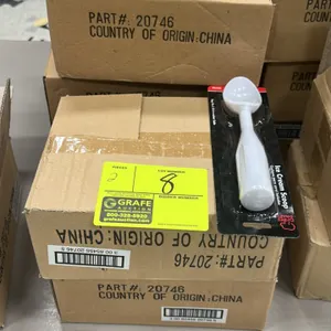 Chef Craft 20746 white poly ice cream scoop lot. Includes 2 boxes with 8 individually packaged scoops per box for a total of 16 scoops. Features white