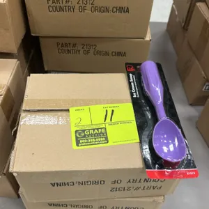 Chef Craft 21312 poly ice cream scoops. Features top rack dishwasher safe construction. Lot includes 2 boxes with 8 scoops per box, for a total of 16 