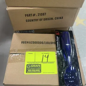 Chef Craft 21087 poly ice cream scoops. Features blue plastic construction and top rack dishwasher safe design. Packaged 8 per box.