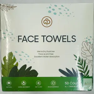 XL Disposable Biodegradable Face Towels 50ct, Wet/Dry Use, Sensitive Skin, 10"x12", SmKitGod