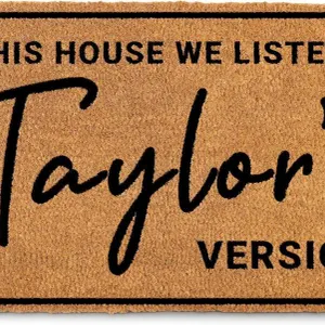 in This House We Listen to T Door Mat 30x17 Inch, Coir Welcome Mat for Covered Outdoor Area, Doormat Gift for Women