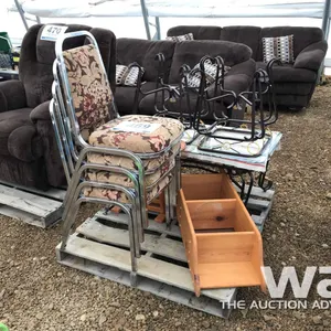 (4) TAN STACKING CHAIRS